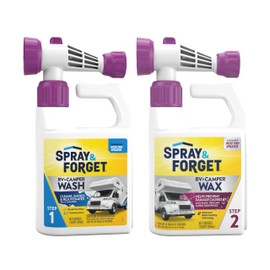 Spray & Forget RV & Camper Wash and Wax Combo, Includes RV & Camper Wash (1 Quart) and RV & Camper Wax (1 Quart) with Convenient, Ready-to-Use Hose End Adapters