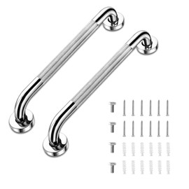 LONVICHTT - Juego de 2 barras de agarre de mango de ducha de 12 pulgadas para bañeras y duchas, antideslizantes, para baño, mango de baño de acero inoxidable, barras de seguridad de baño, mango de baño de asistencia para personas mayores