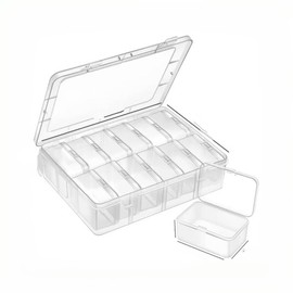 【12-in-1 Jewelry Organizer】Plastic Mini Storage Box Set with 12 Compartments - Travel Jewelry Case for Necklaces, Bracelets, Earrings & More, Portable Multi-Use Cosmetic Organizer (Big Box (2 pack))