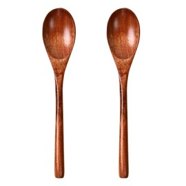 Jravezt Spoons, Set of 2, Natural Wood, 8.9 inches (22.5 cm), Soup Spoon, Dessert, Curry, Soup, Cooking, Wooden Cutlery, Lightweight Tableware (Set of 2)