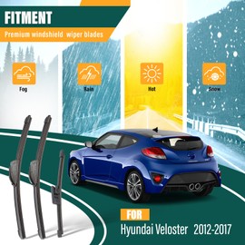 KVQ Windshield Wiper Blades Replacement for Hyundai Veloster 2012 2013 2014 2015 2016 2017 Original Factory Quality Front Rear Wiper Blade Set - 26" 18" 8" (Set of 3)