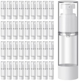 Sabary 60 Pcs Clear Airless Pump Bottles Refillable Cosmetic Travel Size Dispenser Vacuum Plastic Travel Bottles Empty Lotion Pump Dispenser Liquid Toiletry Container(2.7 oz)