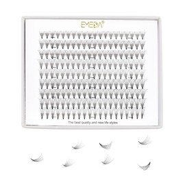EMEDA Prefabricated Volume Fan 8D Eyelash Extension, 9 Lines, D Curl lashes, Volume Eyelashes, 0.07 mm, 9 mm - 14 mm Mix Length, Prefabricated Volume Lash Extensions, 8D Cluster Eyelashes (8D 10 mm)