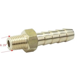 HongBoW Hardware 2 Pcs Brass Hose Fitting,Connector,Hose Barbed Adapter 1/4" Barb x 1/16 NPT Male Pipe(Thread O.D: 0.29")