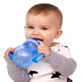 Nuby Non-Drip 3-Stage Wide Neck Bottle to Cup, 8 Ounce, Pack of 1 Cup, Colors May Vary