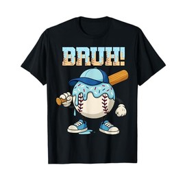 Bruh Ice Cream Baseball Drip Boys Bruh Meme For Son Grandson T-Shirt