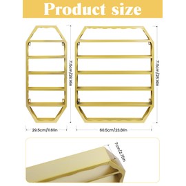 EBANKU Hexagon Nail Polish Racks Heavy Duty Nail Shelfs for Wall Gold Nail Polish Display Rack Cosmetic Display Cases Nail Bottles Organizer Wall Shelf for Home Spa Nail Salon