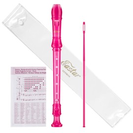 Eastar Soprano Recorder Instrument for Kids Students Beginners, German fingering C Key with Cleaning Kit, Storage Bag, Fingering Chart, ERS-1GP, Pink, School-Approved