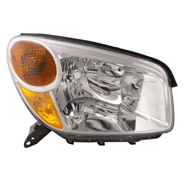 HEADLIGHTSDEPOT Chrome Housing Halogen Headlight Compatible With Toyota RAV4 2004-2005