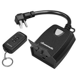DEWENWILS Wireless Remote Control Electrical Outlet Switch Outdoor Indoor Waterproof for Lights, 15 AMP Heavy Duty, 3-Prong Plug-in Outlet, 100 Feet Range, Pre-Programmed, ETL and FCC Listed