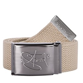 2Stoned Fabric Belt Canvas Belt Unisex Matte Folding Buckle 4 cm Wide for Men and Women, beige