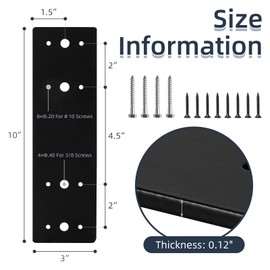Cskunxia 2Pcs Straight Steel Flat Plate, 10" X 3" Heavy Duty Mending Plate, Joining Brackets, Repair Joining Fixing Brace with 2 Sets of Screws Fit 4x4,6x6 Lumber