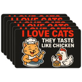 6Pcs I Love Cats They Taste Like Chicken Sticker - I Love Cats They Taste Like Chicken Bumper Sticker - 5"x3" Phone Stickers, Premium UV Printing – Vibrant & Long-Lasting Colors Laptop Stickers