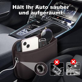 Figarge Car Seat Organiser, Car Backrest Car Organiser, Car Accessories, Storage Box for Car Seats (Brown)