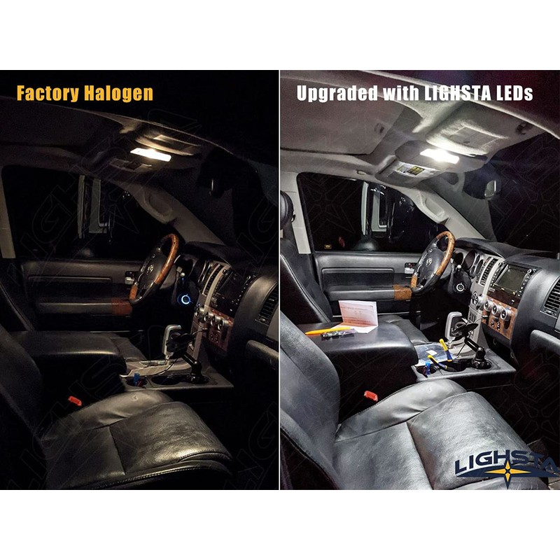 LIGHSTA 12PCS Super Bright White LED Interior Light Kit Package
