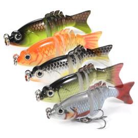 Lixada Fishing Metal Lures,5 PCS Artificial Bait Kits,6 Segment Jointed Swim Bait Fishing Tackle,Hard Lure Fishing Kit,With Storage Box