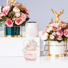 Gadpiparty 10PCS mini shopping basket mini wicker baskets for party favors basket with handles bread basket tiny craft baskets for mini crafts mini round the tree child rattan candy box white