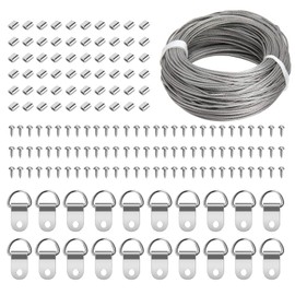 URSMART Picture Hanging Wire,131Pcs Picture Frame Hanging Wire with D-Hook Combination for Artwork, Photo Frame, Home(30 Meters)