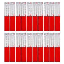SICILAMIU Reflective Tape, 2" × 12" × 20 Pack Red/White Self-Adhesive Outdoor Waterproof Safety Caution Warning Reflective Tape Trailer Reflector for Cars, Trucks, Trailers, Boats, Road Signs