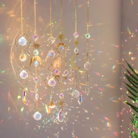ilclviz 6Pieces Colorful Crystals Suncatcher Hanging Sun Catcher with Chain Pendant Ornament Crystal Balls for Window Home Garden Christmas Day Party Wedding Decoration