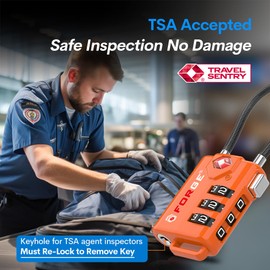 Cerraduras de equipaje con cable aprobadas por la TSA y combinación reajustable con cuerpo de aleación, Orange 4 Pack, One_Size, Moderno