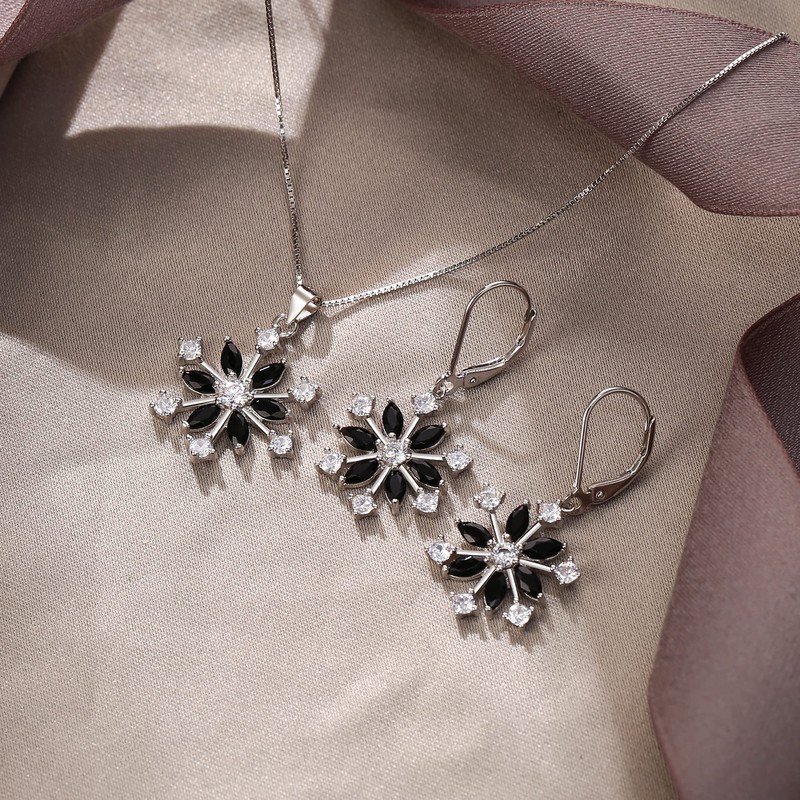 Ever Faith Snowflake Jewerly Sets Sterling Silver Winter Accessory Sparkle
