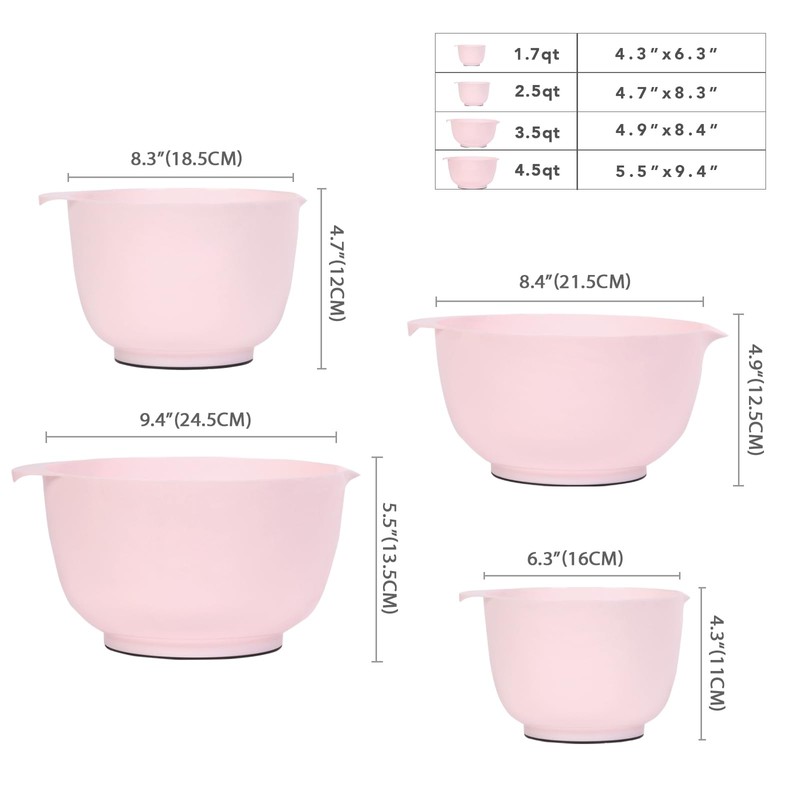 BoxedHome Nesting Plastic Mixing Bowl Set, 4 Piece Mixing Bowl