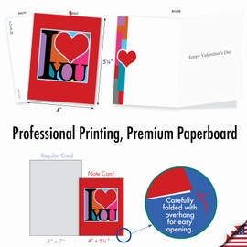 The Best Card Company Love Squares - 20 Assorted Boxed Valentine's Day Note Cards with Envelopes (4 x 5.12 Inch) - AM8991VDG-B2x10