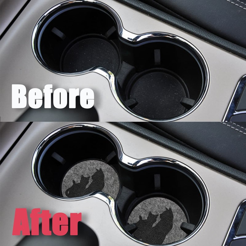 Car Coasters for Drinks Absorbent，Cute Car Accessories for Women and