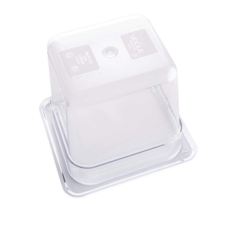 Vogue Reusable Polycarbonate Plastic 1/6 Gastronorm Container 150mm, Clear, Food