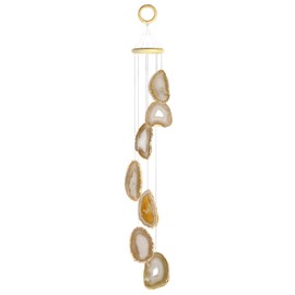 moonsix Handmade Agate Wind Chime for Home Garden Decor Slice Crystal Stone Wind Chimes Outdoor, Original Color, 27-34 inch