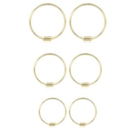 Mannli Set of 3 Pairs Hoop Earrings in 925 Sterling Silver Endless Tiny Hinged Mini Earrings Set for Women Men 8/10/12mm, Gold