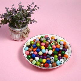 230PCS 16mm Colorful Round Wooden Beads for Craft,23 Colors Colored Natual Painted Wood Spacer Loose Beads for Home Party Festival Decoration (Mixed Color 16mm)