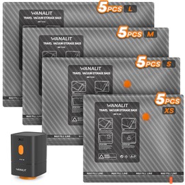 Travel Vacuum Storage Bags with Wireless Rechargeable Electric Pump, 20 Pack Travel Essentials Vacuum Seal Bags for Clothing, Space Saver Compression Packing Bags for Luggage, Suitcase, Backpack, Home