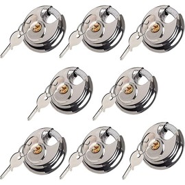 Vervida® Keyed Padlock, 8 Pack Stainless Steel Disc Lock Heavy Duty with 3 Keys, 3/8 Inch Shackle Waterproof, Rustproof Storage Lock for Warehouse, Garage, Outdoors Storage Locker