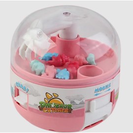 Mini Claw Machine Toy with Mini Dinosaur Figures for Teenagers & Adults, Handheld Arcade Game with Real Working Claw, Novelty Toy for Fun and Entertainment, Ideal Christmas Stocking Stuffer (Pink)