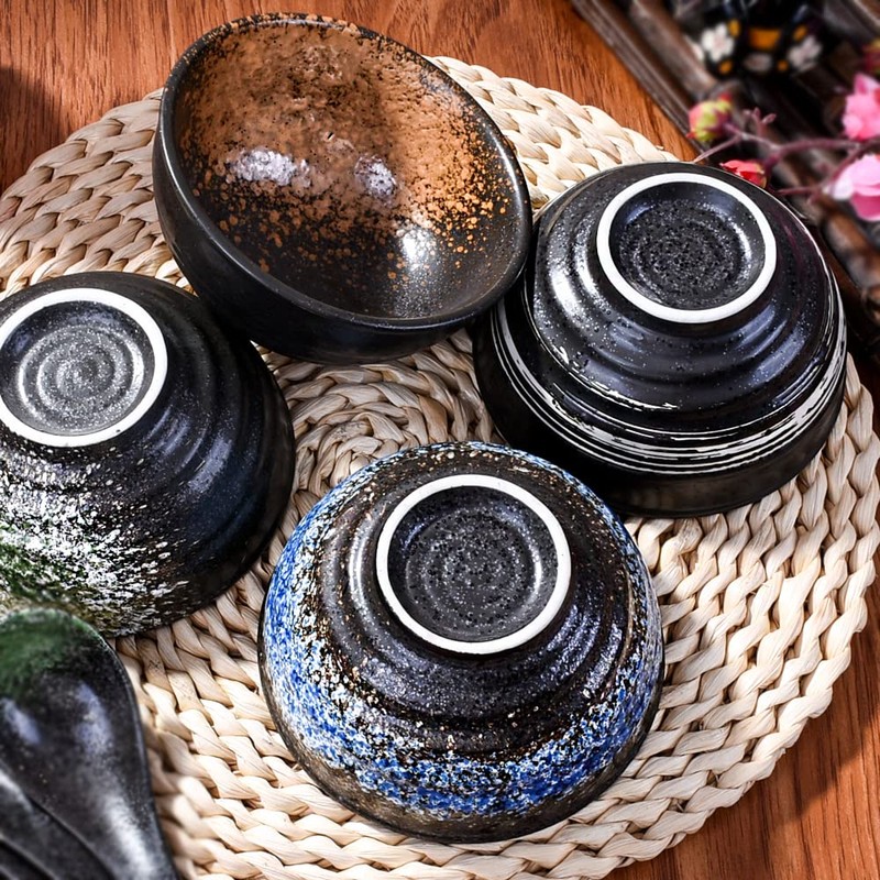 LMRLCS Japanese Kiln-formed Ceramic Bowl Set of 4 for Cereal,