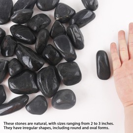2LB 2"-3" Black Rocks for Plants, Polished Black Pebbles Stones for Garden Landscaping, Planters,Aquarium,Vase fillers, Indoor & Outdoor Decor