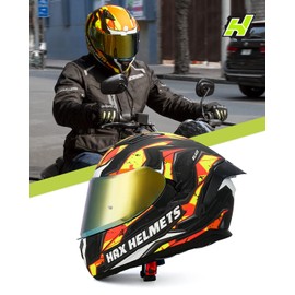 HAX Obsidian Full Face Dual Visor Adult Motorcycle Helmet for Motorbike Street Bike with Pinlock Ready DOT Approved (Blaze Orange,L)