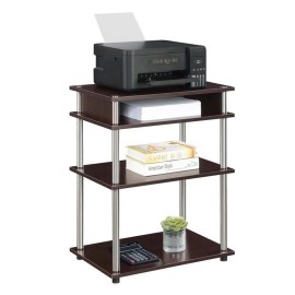 Convenience Concepts Designs2Go No-Tools Printer Stand with Shelves in Espresso Wood Finish