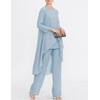 Zongqiven Chiffon Mother of The Bride Pant Suits 3Pcs Wedding
