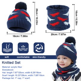 AYPOW Winter Hat Beanie Hat Scarf Set for Children, Winter Thick Fleece Lined Outdoor Thermal Knitted Hat Children's Hat Tube Scarf Neck Warmer Sets for Children Boys Girls 2-6 Years, brown