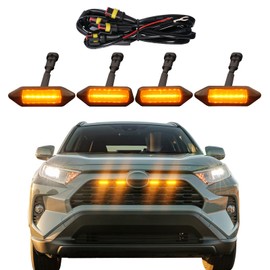 Front Grill Lights for Toyota RAV4 Accessories 2019-2024 LED Grille Lights for Hybrid LE SE XLE XSE Limited(Amber)