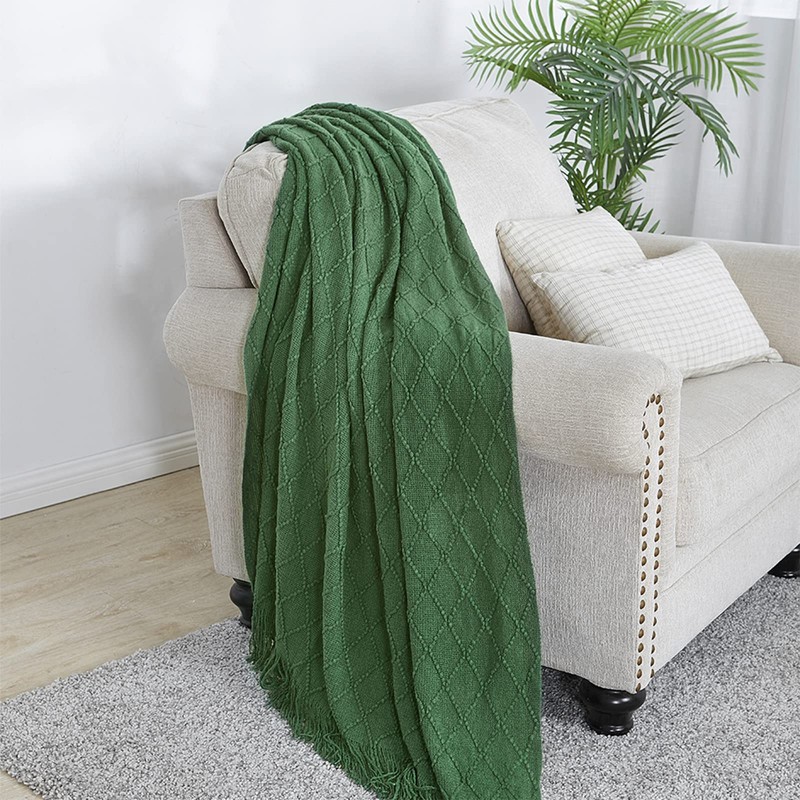 BOURINA Textured Solid Soft Sofa Throw Couch Cover Knitted Decorative