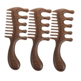 Outanaya Scalp Massage Comb Wood Wide Tooth Brush for Full Body Meridian Stimulation 3pcs