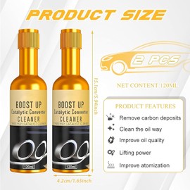 Wwkhhrst 2PCS Catalytic Converter Cleaner Kit Catalytic System Cleaner Boost Up Catalytic Convertor Cleaner Fuel System Treatment Oil for Gas and Diesel Car,120ML