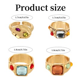 Mikovivi 4pcs Chunky Knuckle Rings, Gold Stacked Ring Statement Rings for Women Retro Jewelry Gifts Thick Chunky Ring for Women