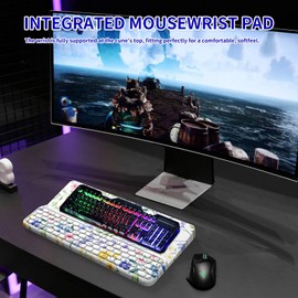 Keyboard Stand for Desktop, Keyboards Wrist Rest, Ergonomic Keyboards Holder for Easy Typing Working, Wrist pad for Keyboards with Comfortable Wrist Rest for Keyboard White Flower