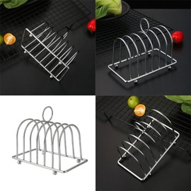 Ekoama Stainless Steel Toast Bread Rack 6 Slices Bread Box Slices Holder Stand Bakeware Cooling Rack with Handle Toast Bread Rack Restaurant Kitchen Accessories