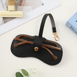 BaraRose Glasses Case, Stylish, Sunglasses Case, Carry-on Glasses Case, Slim, Thin, Lightweight, Leather, No Bulk, Women's, Men's (Black, Gray, Brown), gray